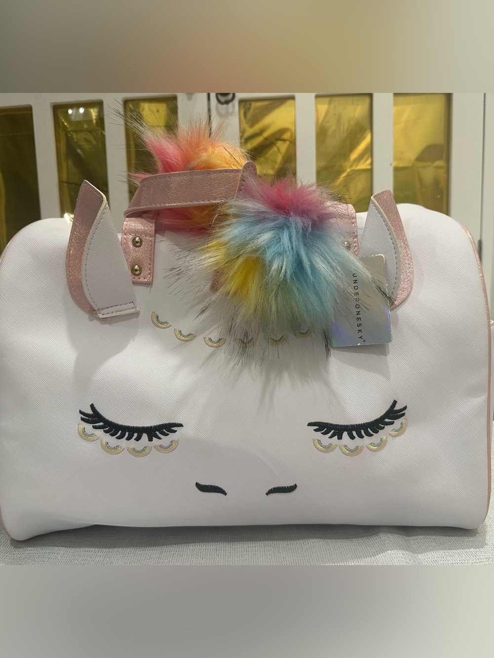 Kids Unicorn Carry Bag with Rainbow Pom-Pom